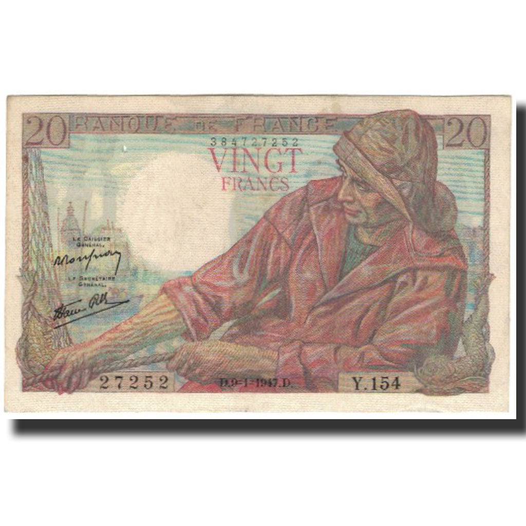 Frankrijk, 20 Francs, 20 F 1942-1950 ''Pêcheur'', 1947-01-09, TB+