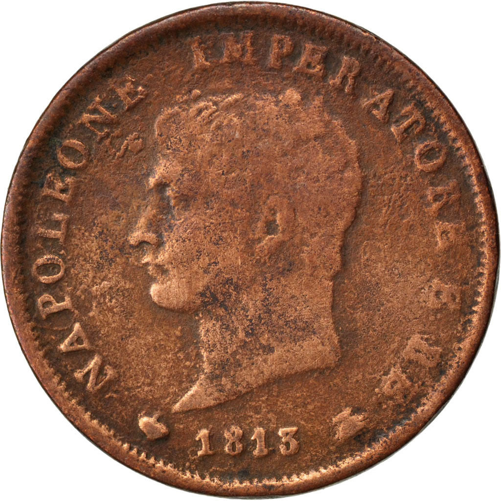 ITALIAN STATES, Soldo, 1813, Milan, KM #3.2, VF(20-25), Copper, 9.61