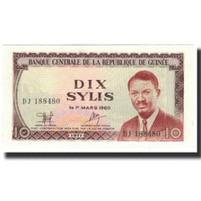 Biljet, Guinee, 10 Sylis, 1971, KM:16, NIEUW