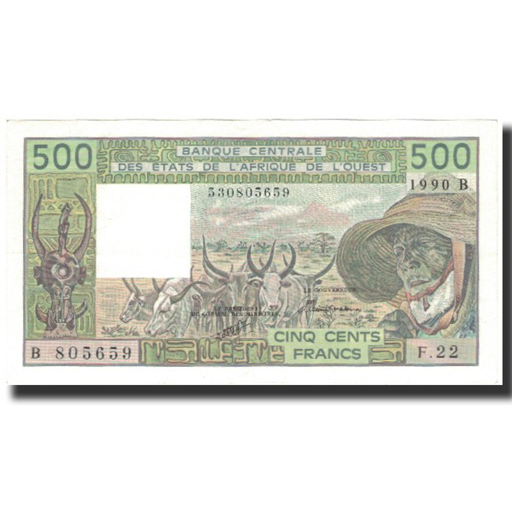 Banknote, West African States, 500 Francs, 1990, KM:206Bm, UNC(63)