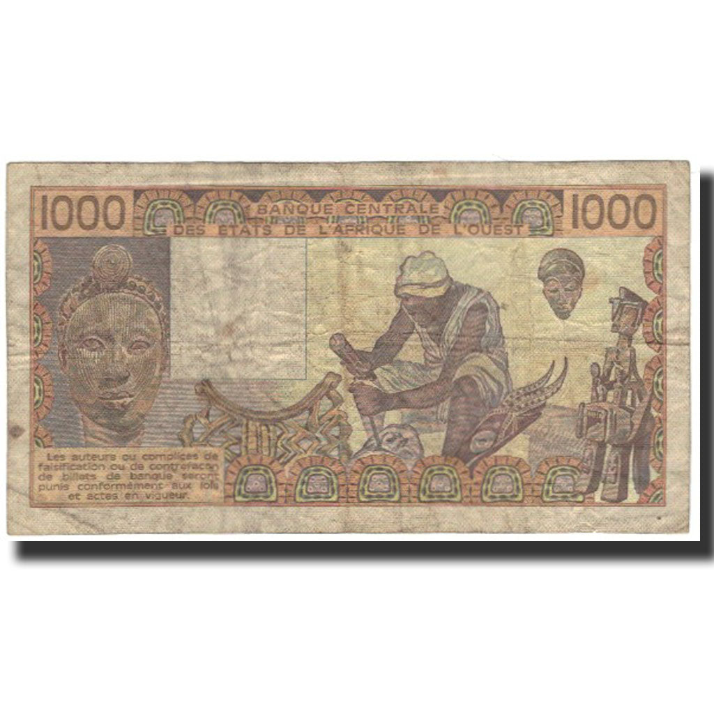 Banknote, West African States, 1000 Francs, 1981, KM:707Kc, VF(20-25)