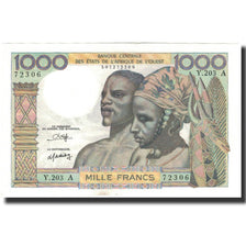 Banknote, West African States, 1000 Francs, 1980, KM:103An, UNC(63)