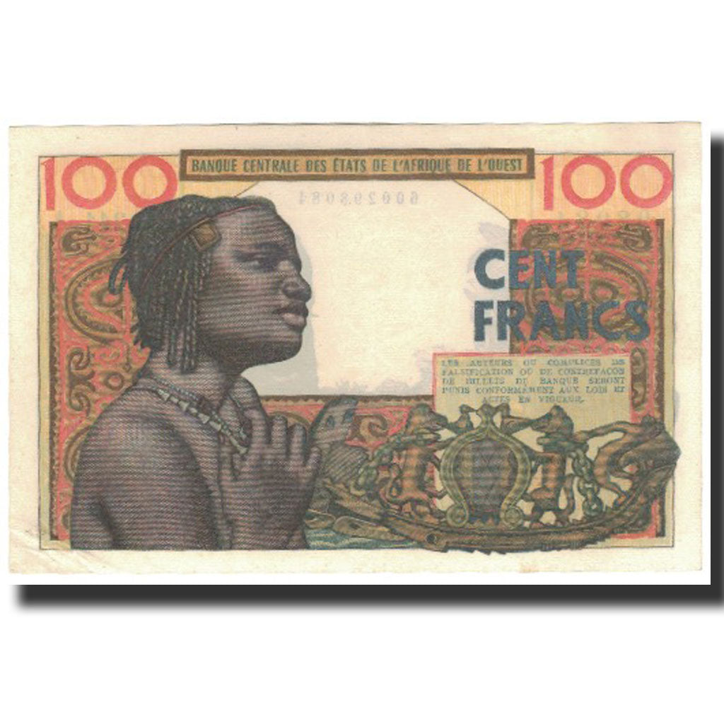 Banknote, West African States, 100 Francs, 1965, KM:101Af, AU(55-58)