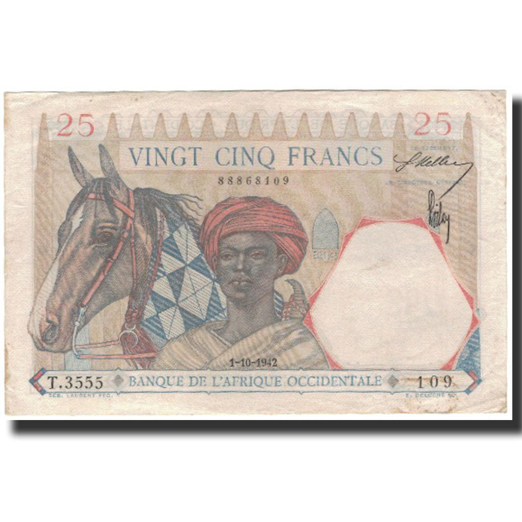 Banknote, French West Africa, 25 Francs, 1942-10-01, KM:27, EF(40-45)
