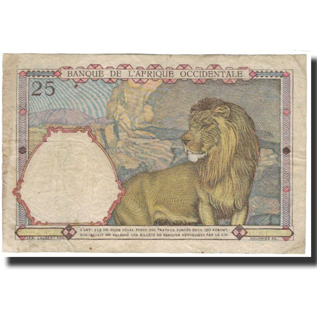 Biljet, Frans West Afrika, 25 Francs, 1939-03-09, KM:22, B