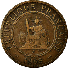 Coin, French Indochina, Cent, 1888, Paris, EF(40-45), Bronze, Lecompte:40