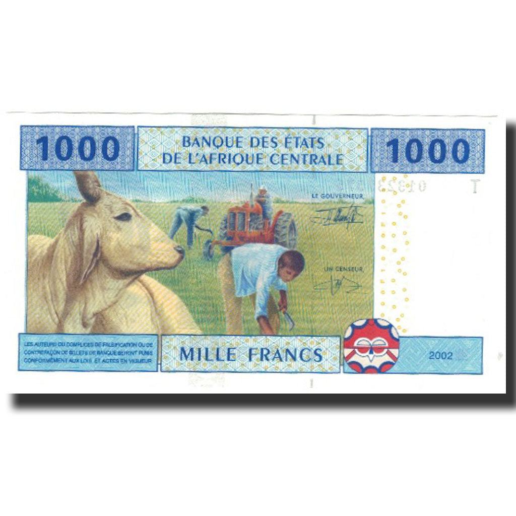 Banknote, Central African States, 1000 Francs, 2002, KM:107T, UNC(65-70)