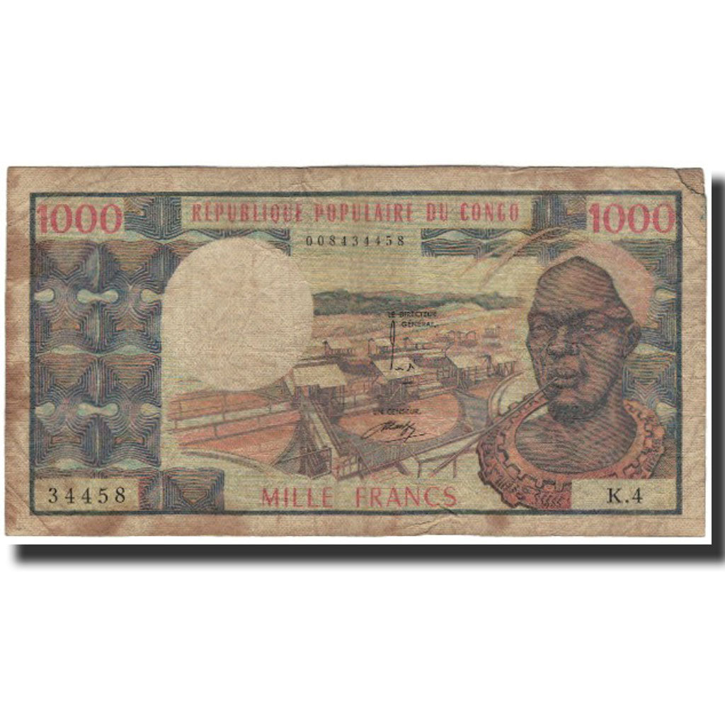 Banknote, Congo Republic, 1000 Francs, 1974, KM:3b, VG(8-10)