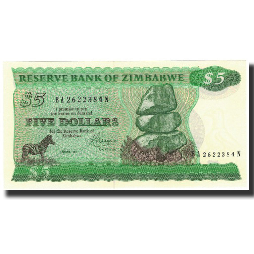 Geldschein, Simbabwe, 5 Dollars, 1983, KM:2c, UNZ