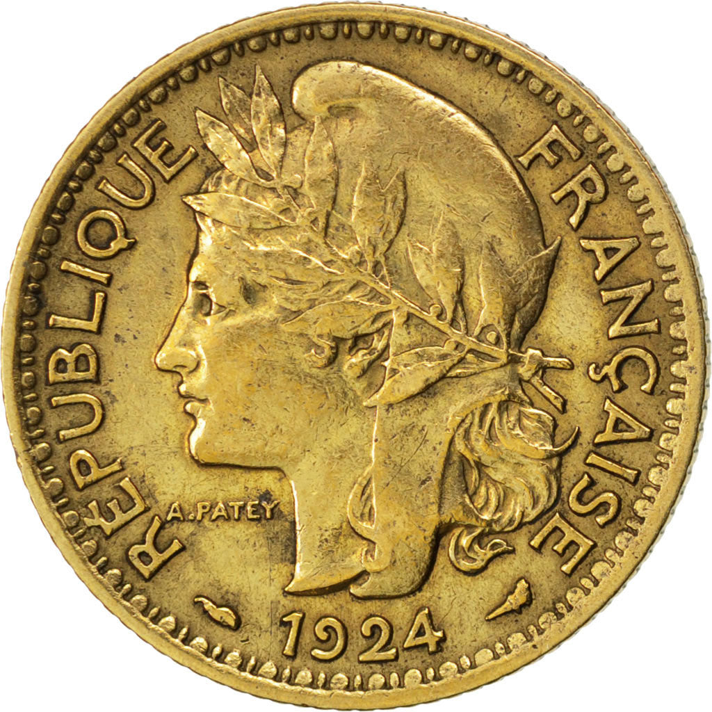 TOGO, Franc, 1924, Paris, KM #2, AU(50-53), Aluminum-Bronze, 22, Lecompte #11,..