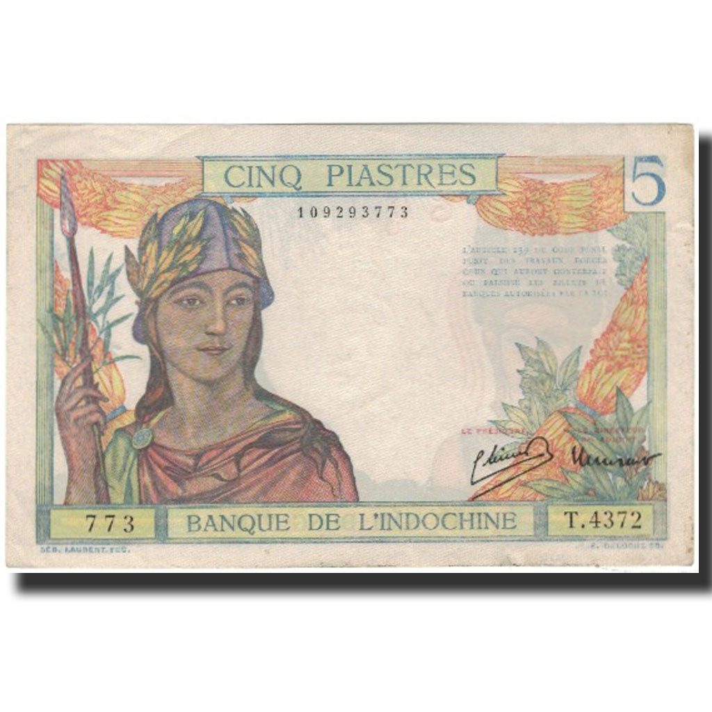 Banknote, FRENCH INDO-CHINA, 5 Piastres, 1949, KM:55d, UNC(60-62)