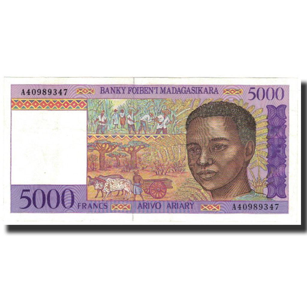 Banknote, Madagascar, 5000 Francs = 1000 Ariary, 1994, KM:78b, UNC(60-62)