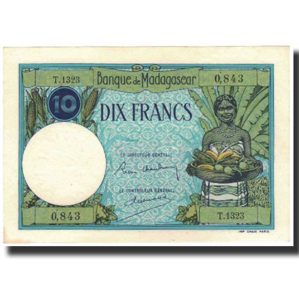 Banknote, Madagascar, 10 Francs, Undated (1937-47), KM:36, UNC(63)