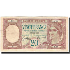 Banconote, Costa francese dei somali, 20 Francs, 1936, KM:7a, MB