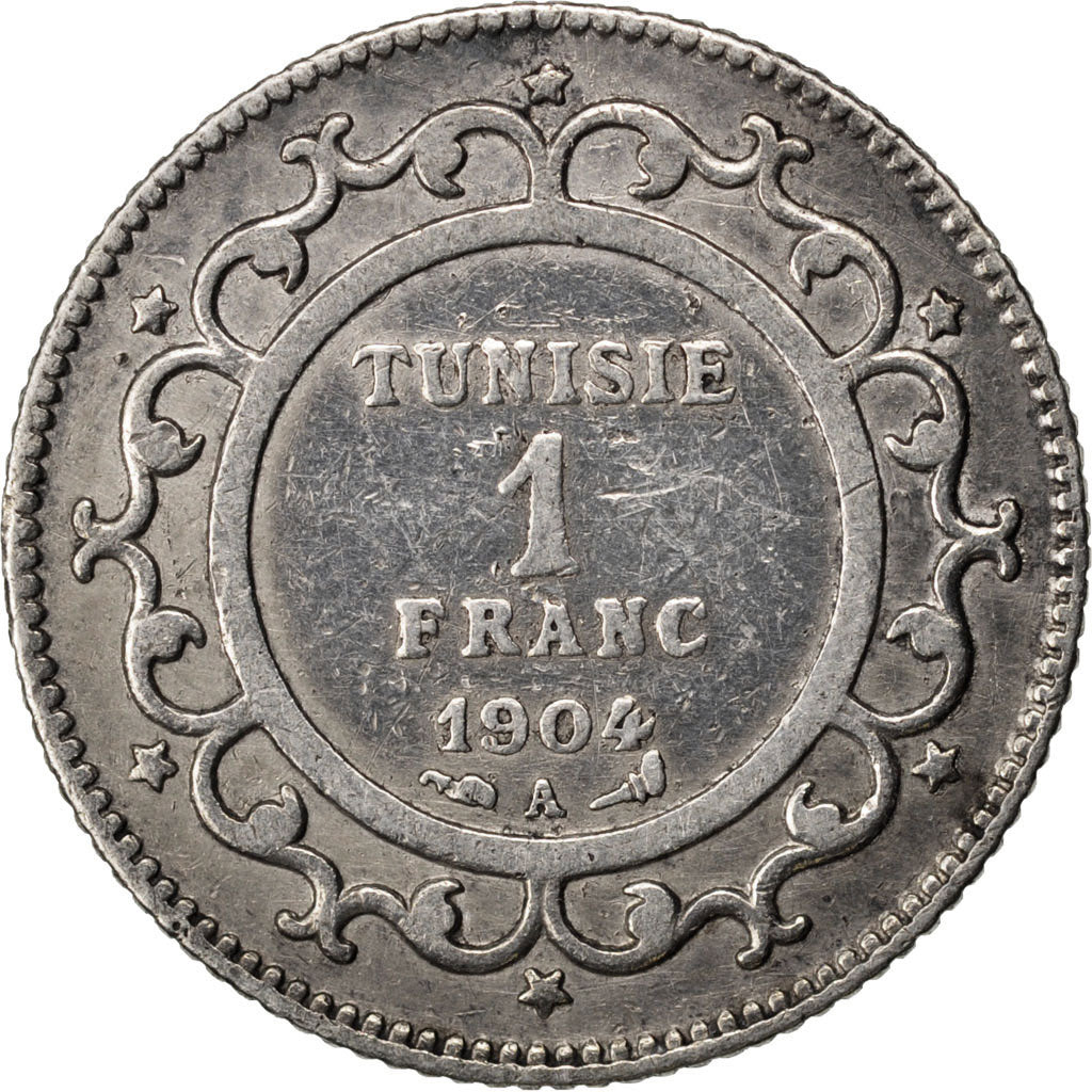 Tunisia, 1 Franc, 1904, Paris, EF(40-45), Silver, Lecompte #203, 4.90
