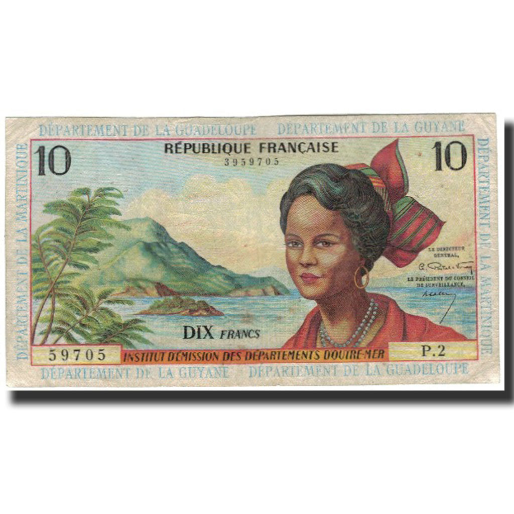 Banknote, French Antilles, 10 Francs, 1964, KM:8a, VF(20-25)