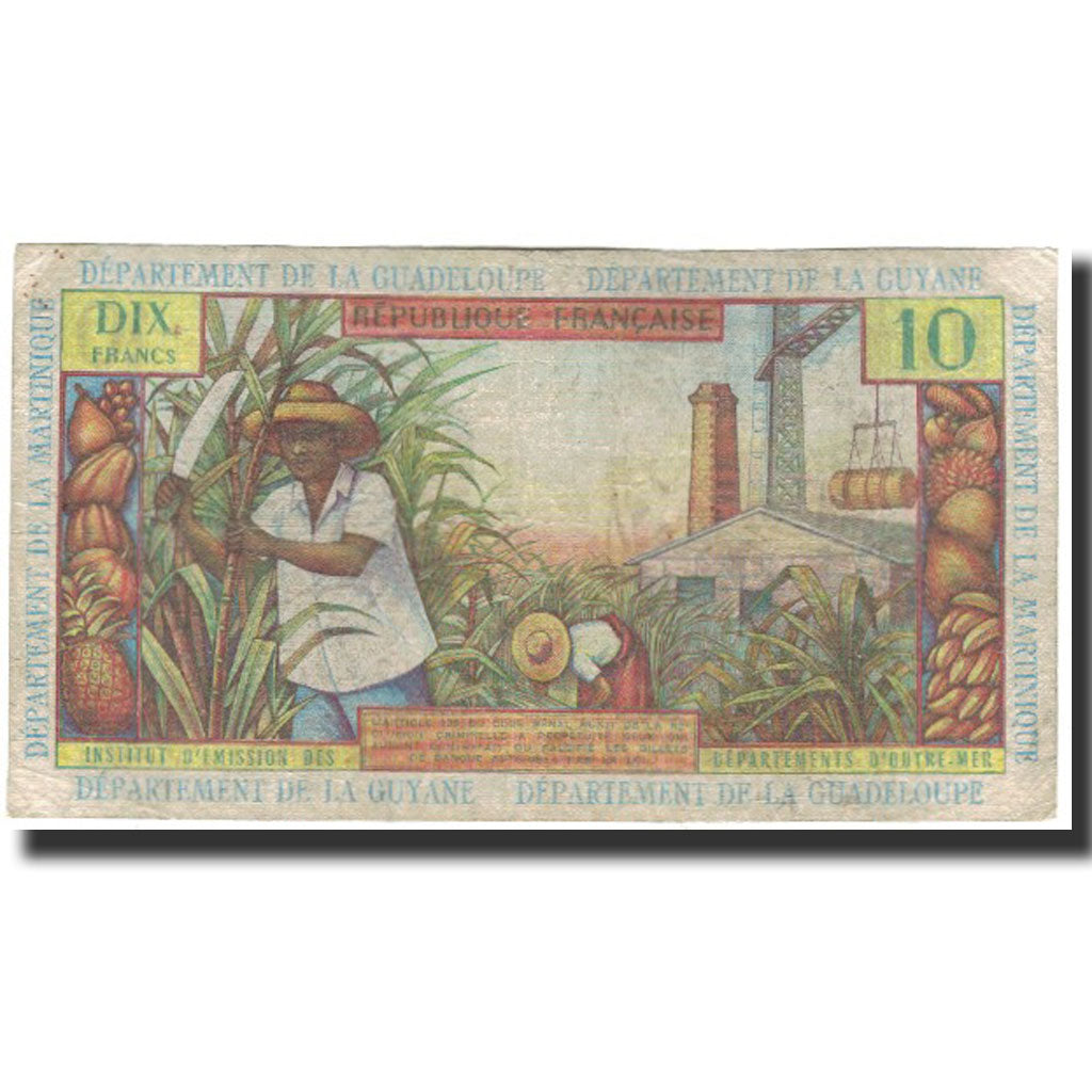 Banknote, French Antilles, 10 Francs, 1964, KM:8a, VF(20-25)