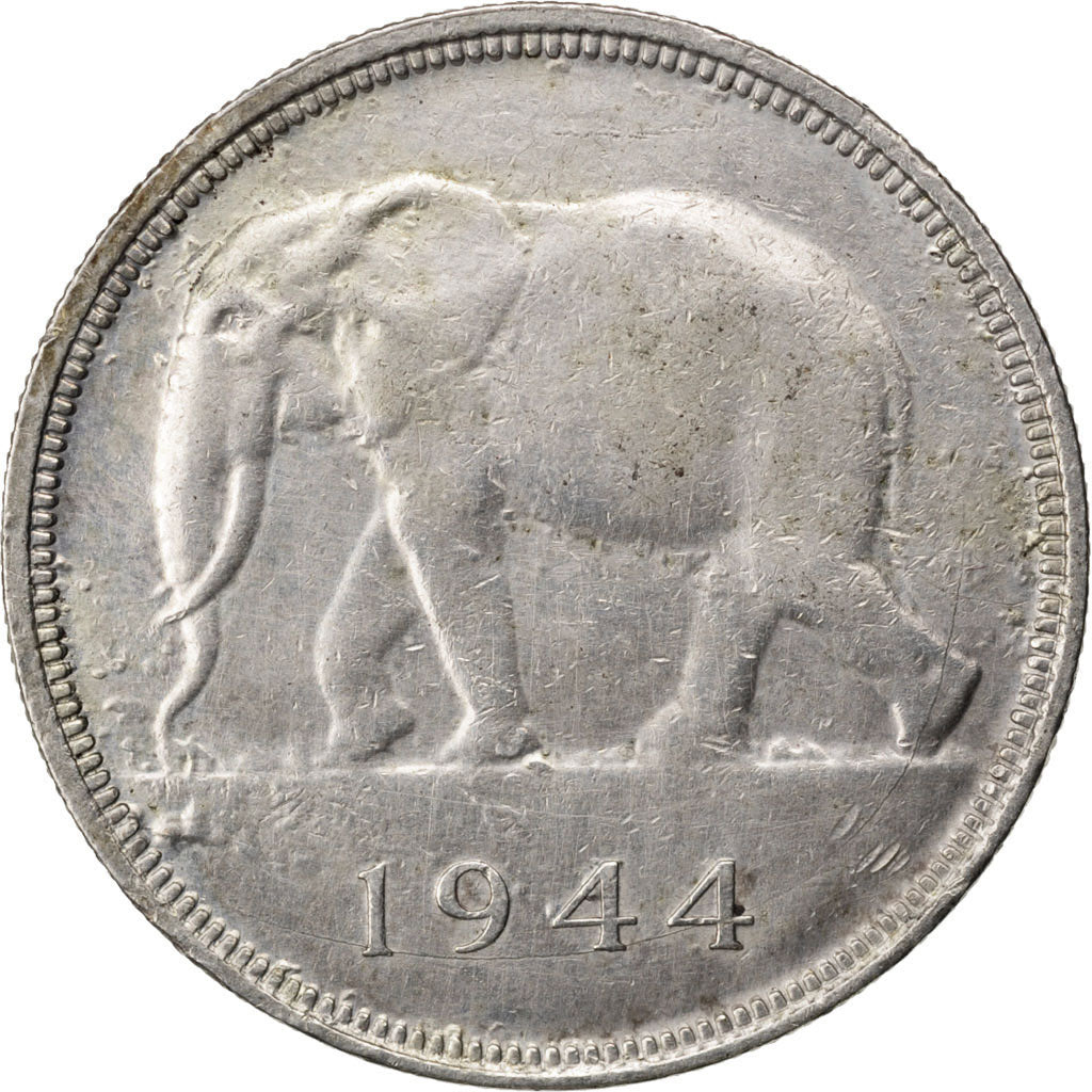BELGIAN CONGO, 50 Francs, 1944, KM #27, EF(40-45), Silver, 35, 17.36