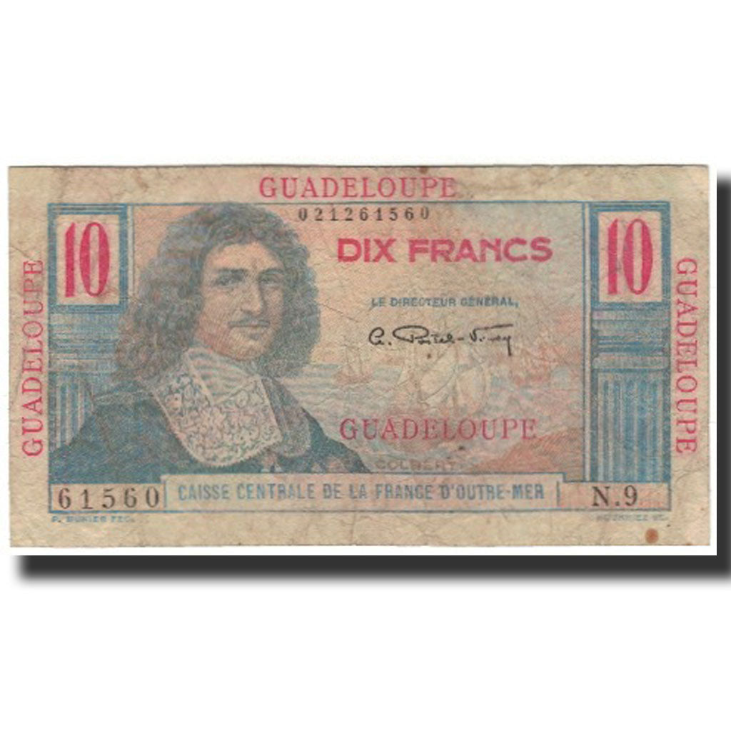 Guadeloupe, 10 Francs, 1946, VG(8-10), KM:32