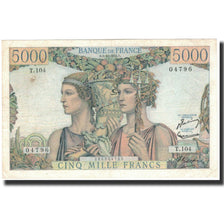 Francja, 5000 Francs, Terre et Mer, 1952-10-02, AU(50-53), Fayette:48.7, KM:131c