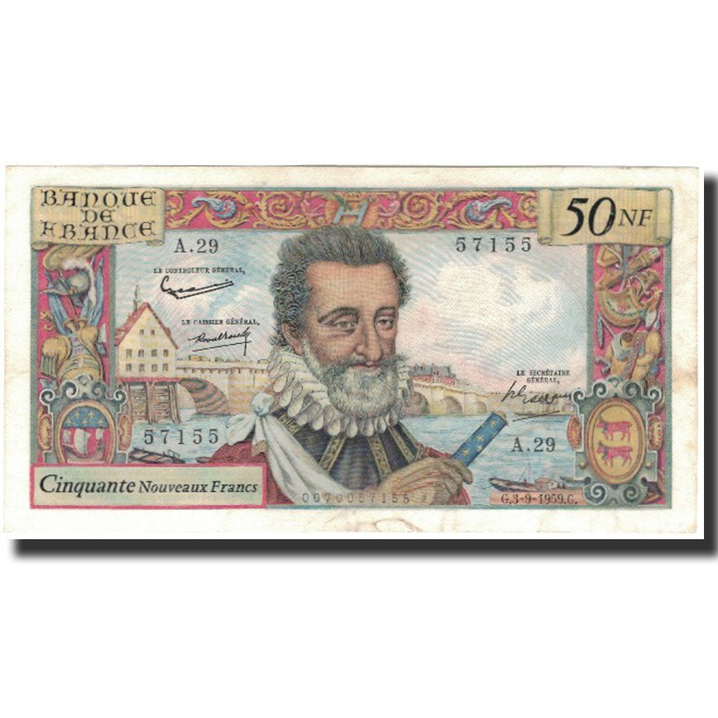 Francia, 50 Nouveaux Francs, 50 NF 1959-1961 ''Henri IV'', 1959-09-03, EBC
