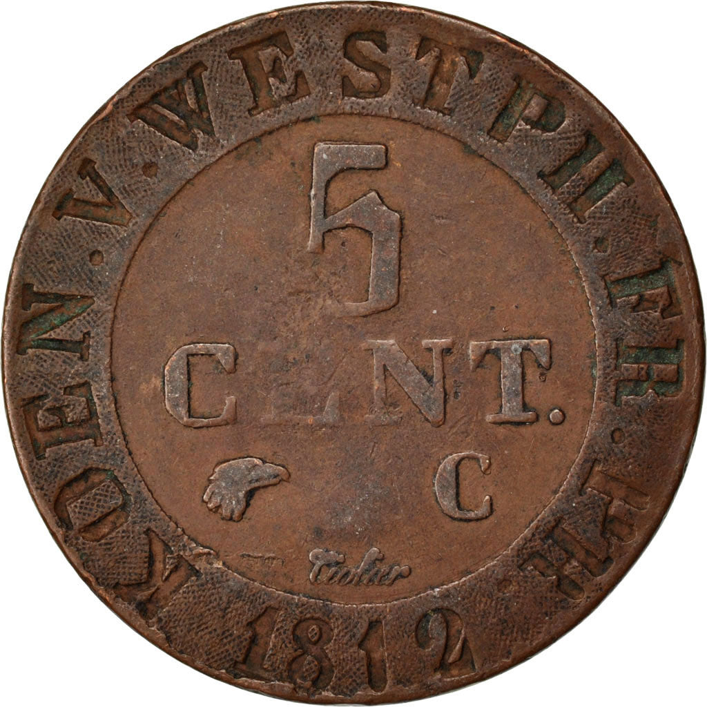 Germany, 5 Centimes, 1812, Cassel, KM #C 24, EF(40-45), Copper, 6.88