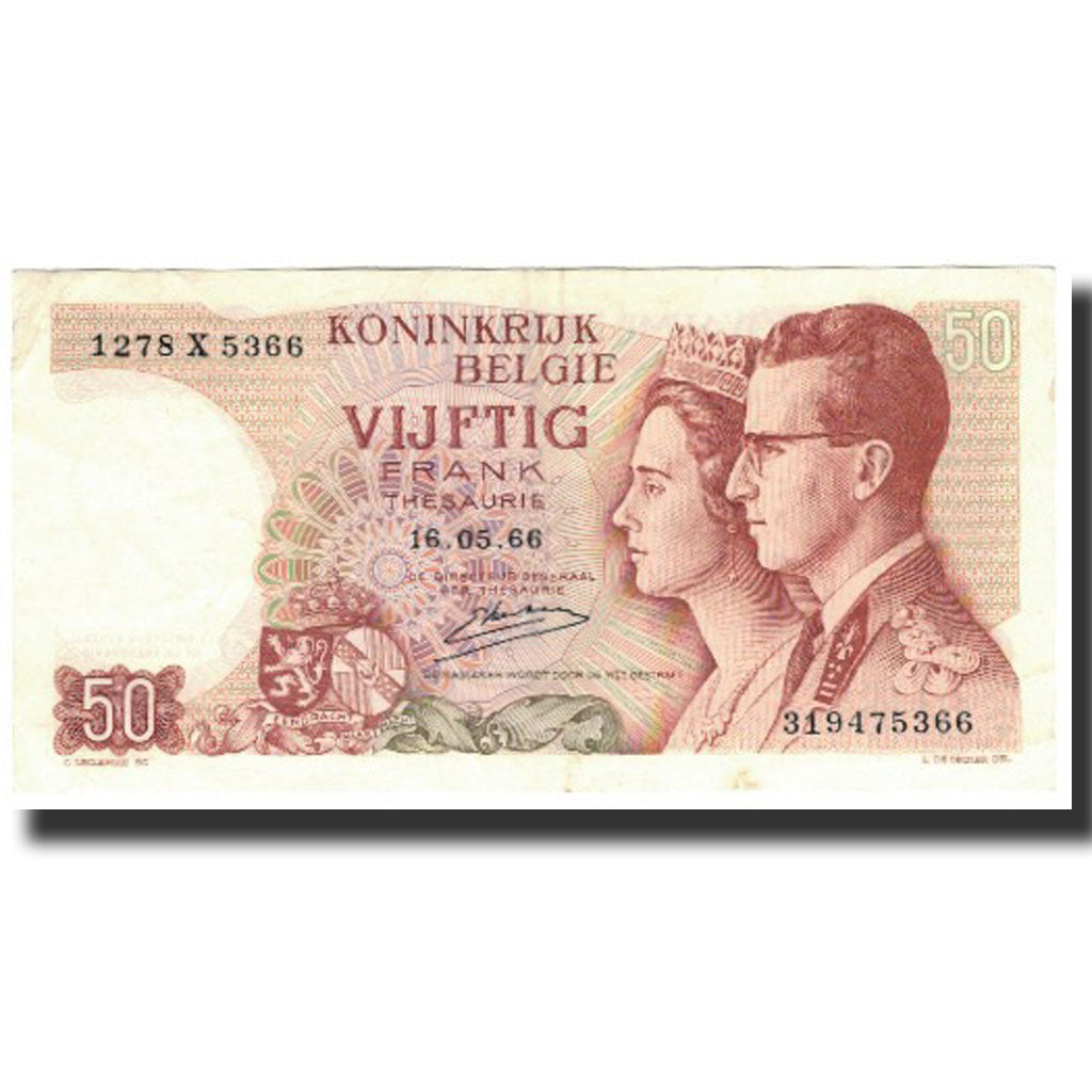 Banconote, Belgio, 50 Francs, 1966-05-16, KM:139, BB+