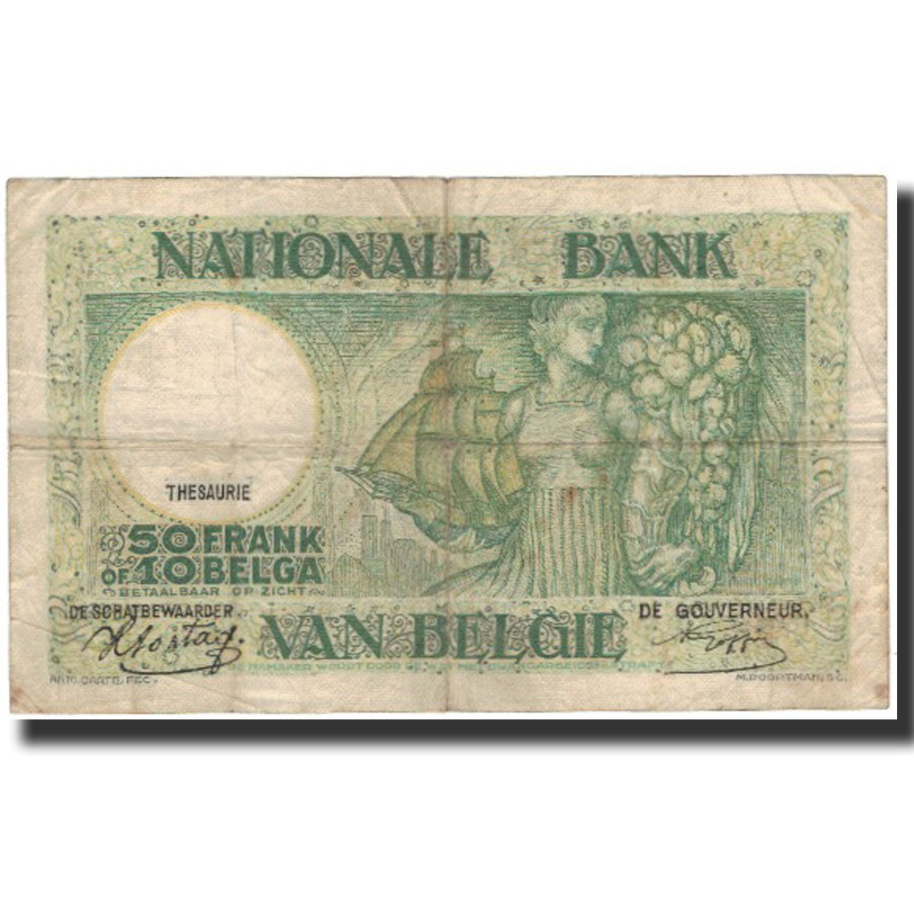 Banknote, Belgium, 50 Francs-10 Belgas, 1942-01-09, KM:106, F(12-15)