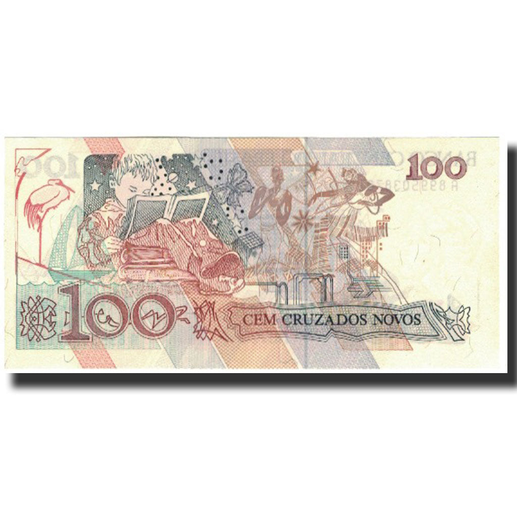 Biljet, Brazilië, 100 Cruzeiros on 100 Cruzados Novos, 1990, KM:224b, NIEUW
