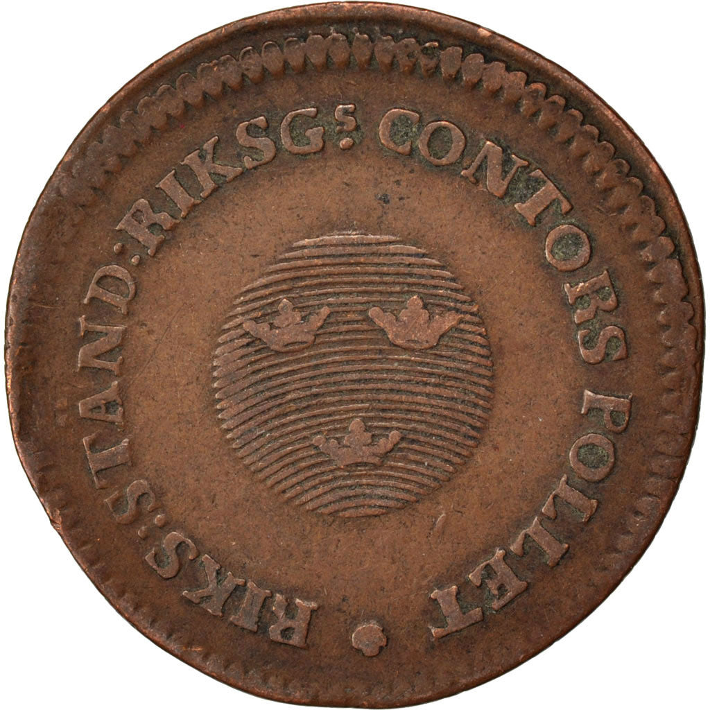 SWEDEN, 1/2 Skilling, 1802, KM #549, EF(40-45), Copper, 29.5, 5.18