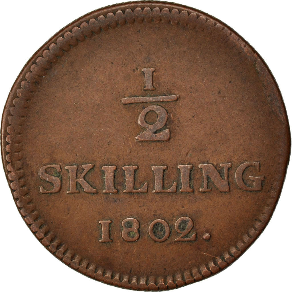 SWEDEN, 1/2 Skilling, 1802, KM #549, EF(40-45), Copper, 29.5, 5.18