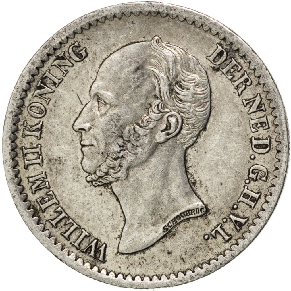NETHERLANDS, 10 Cents, 1849, KM #75, AU(50-53), Silver, 15, 1.39
