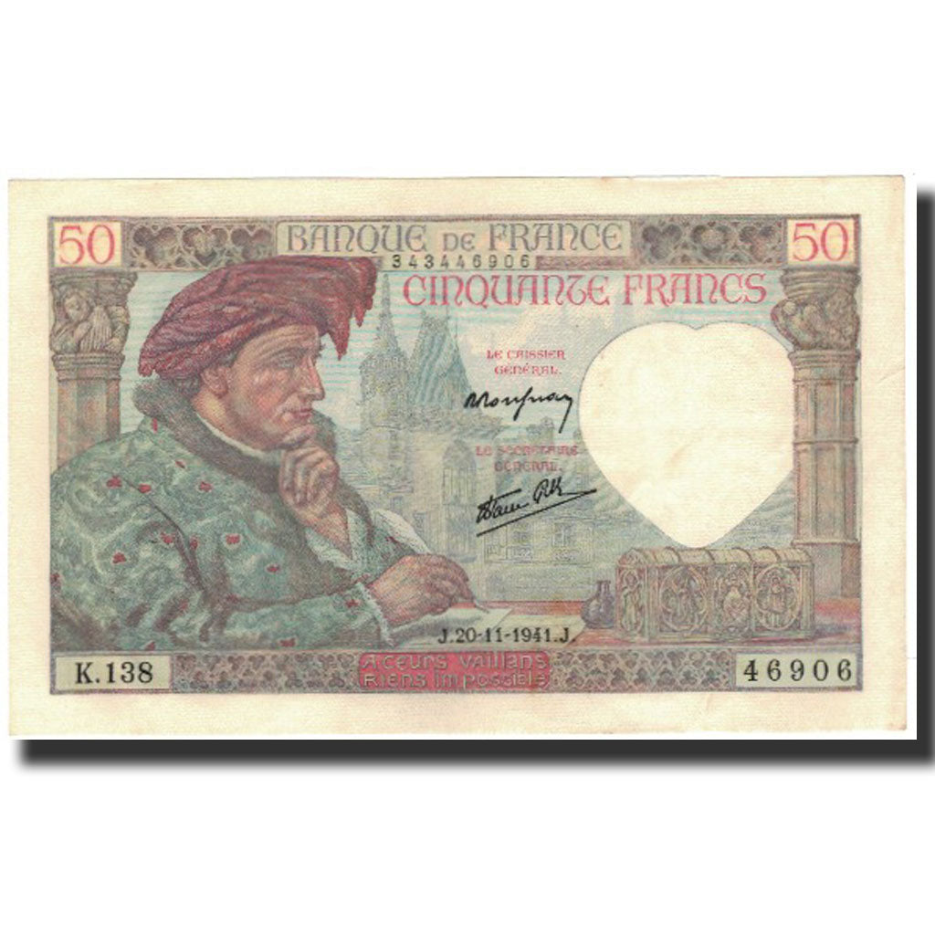 Frankrijk, 50 Francs, 50 F 1940-1942 ''Jacques Coeur'', 1941-11-20, SUP+