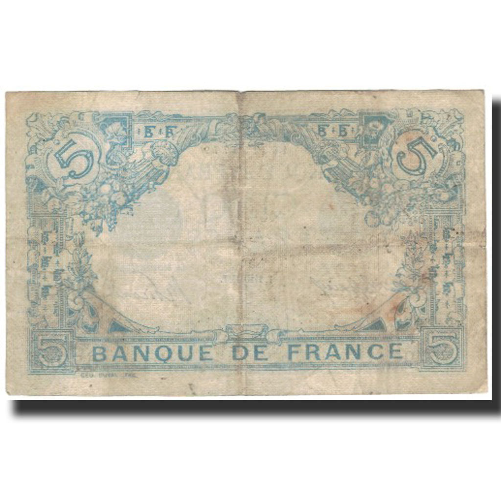 Francia, 5 Francs, 5 F 1912-1917 ''Bleu'', 1915-08-24, MB, Fayette:2.30, KM:70