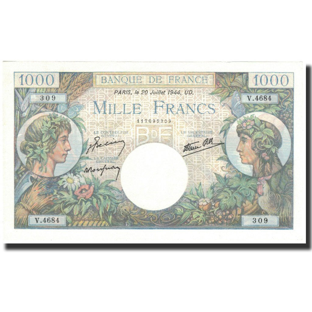 Francia, 1000 Francs, 1 000 F 1940-1944 ''Commerce et Industrie'', 1944-07-20