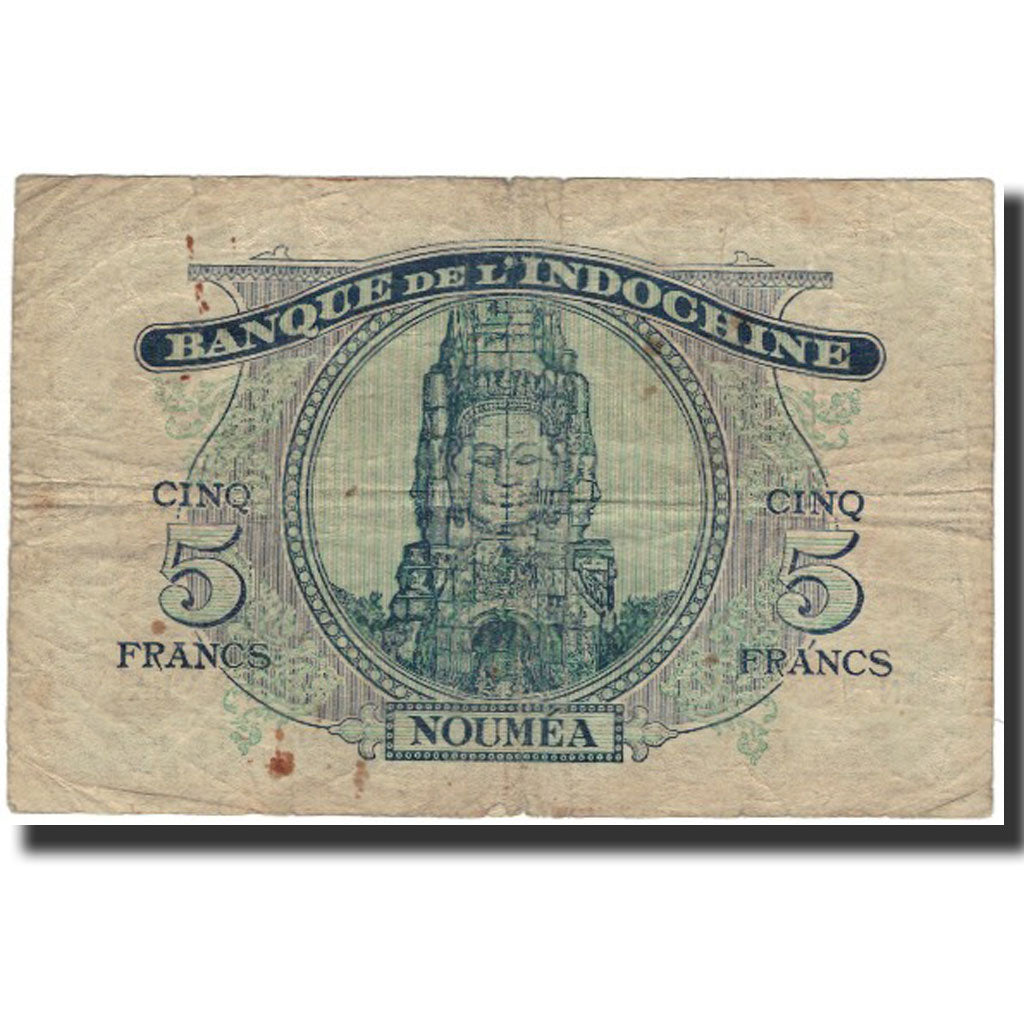 Banconote, Nuove Ebridi, 5 Francs, 1945, KM:5, B+