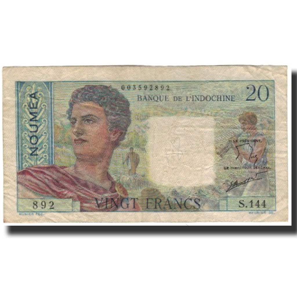Banknote, New Caledonia, 20 Francs, 1963, KM:50c, VF(20-25)