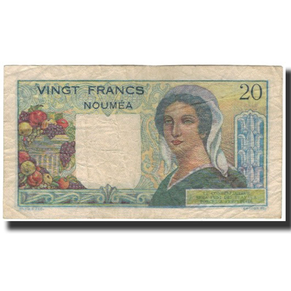 Banknote, New Caledonia, 20 Francs, 1963, KM:50c, VF(20-25)