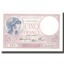 France, 5 Francs, 5 F 1917-1940 ''Violet'', 1939-08-24, UNC(65-70), Fayette:4.7