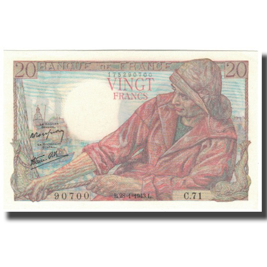 France, 20 Francs, 20 F 1942-1950 ''Pêcheur'', 1943-01-28, UNC(65-70)
