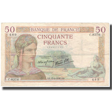 France, 50 Francs, 50 F 1934-1940 ''Cérès'', 1938-09-15, TTB, Fayette:18.14