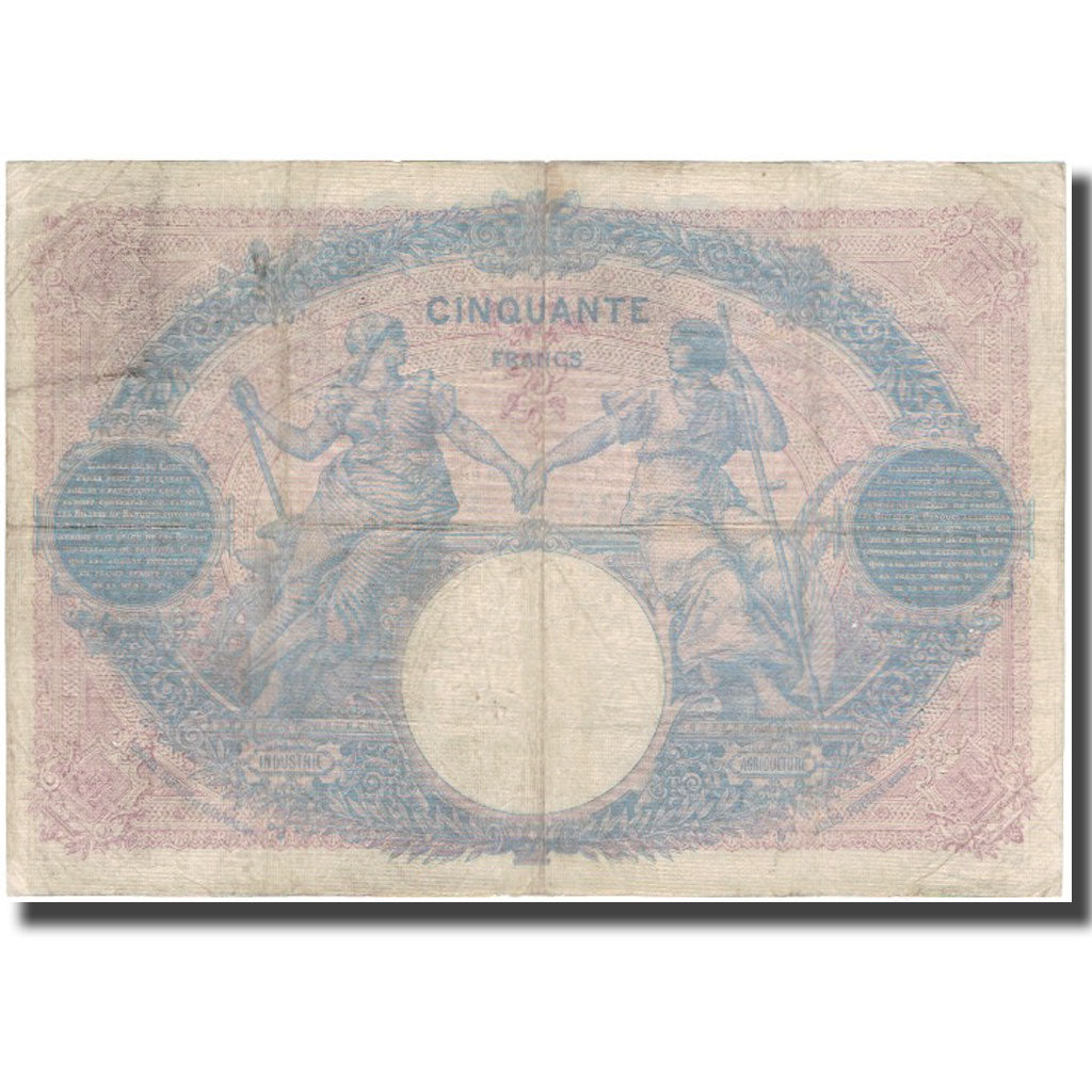 France, 50 Francs, 50 F 1889-1927 ''Bleu et Rose'', 1912-05-14, VF(20-25)