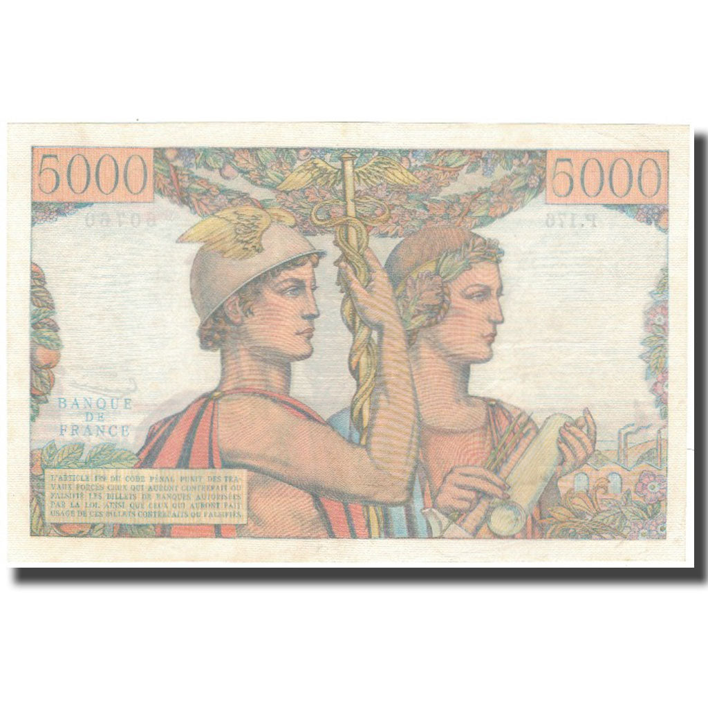 France, 5000 Francs, 5 000 F 1949-1957 ''Terre et Mer'', 1957-10-03, UNC(63)