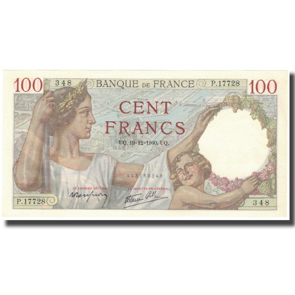 Francia, 100 Francs, 100 F 1939-1942 ''Sully'', 1940-12-19, UNC, Fayette:26.43