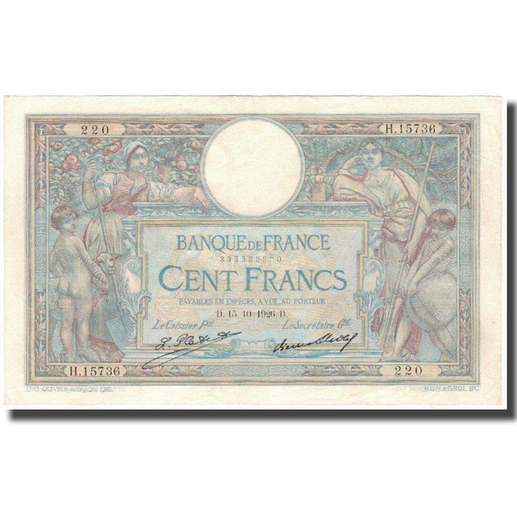 Francja, 100 Francs, Luc Olivier Merson, 1926-10-15, AU(55-58), Fayette:24.5