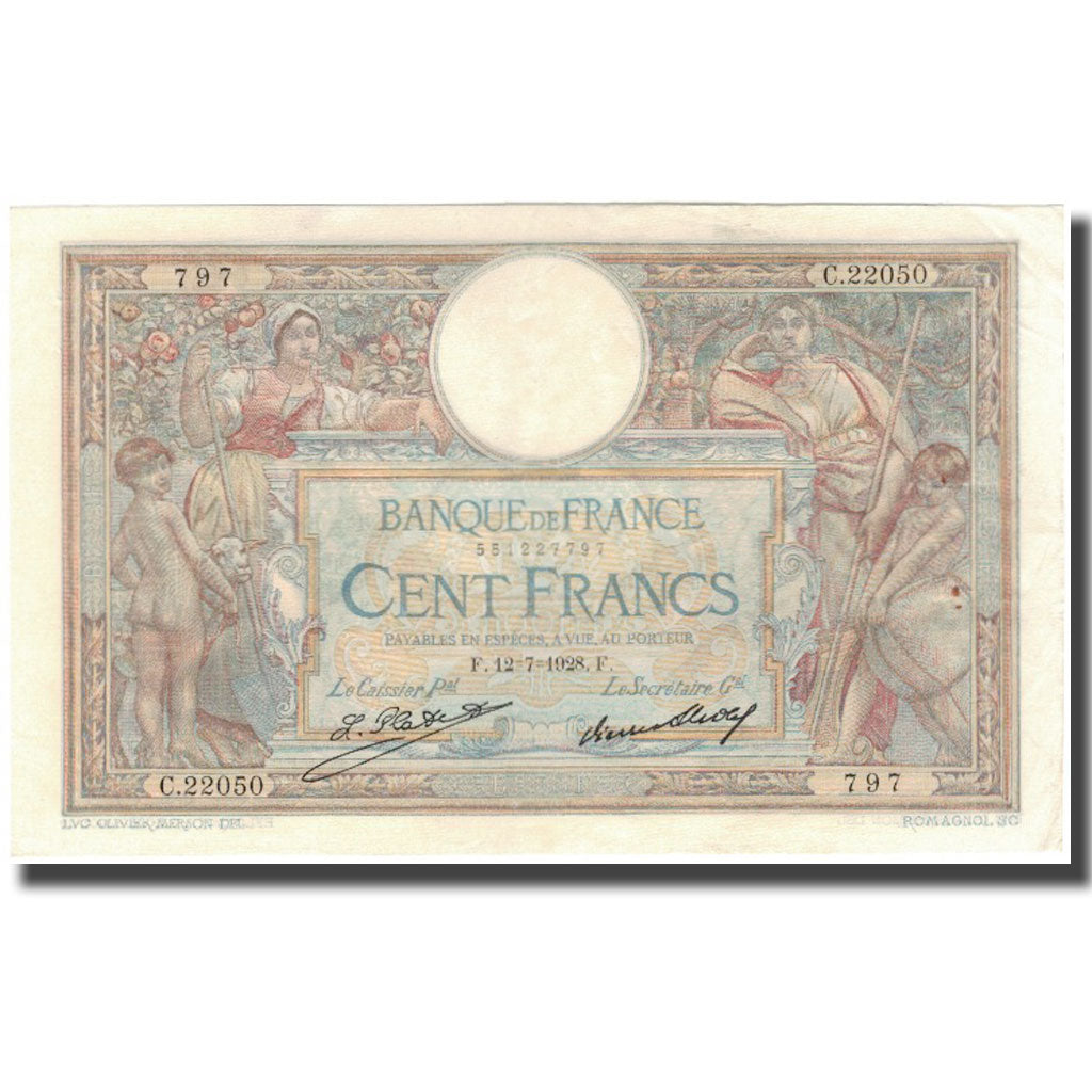 Frankrijk, 100 Francs, 100 F 1908-1939 ''Luc Olivier Merson'', 1928-07-12, SUP