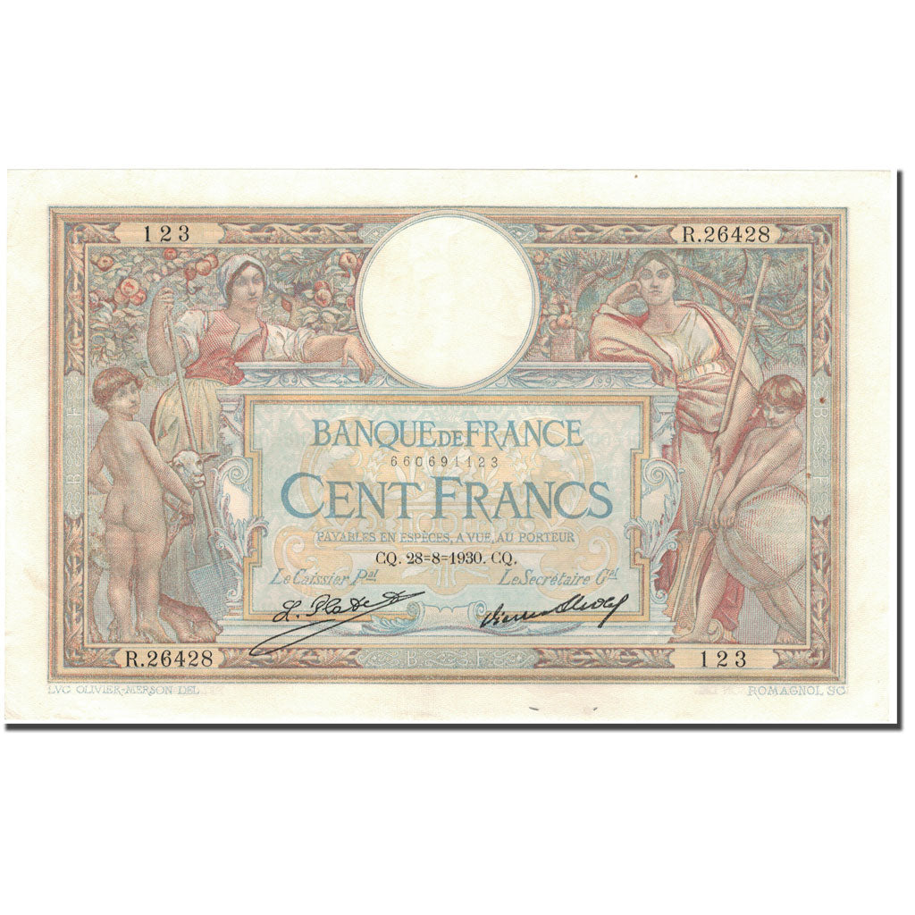 Frankrijk, 100 Francs, 100 F 1908-1939 ''Luc Olivier Merson'', 1930-08-28, SPL