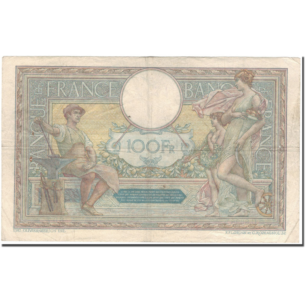 France, 100 Francs, 100 F 1908-1939 ''Luc Olivier Merson'', 1922-11-17, TB