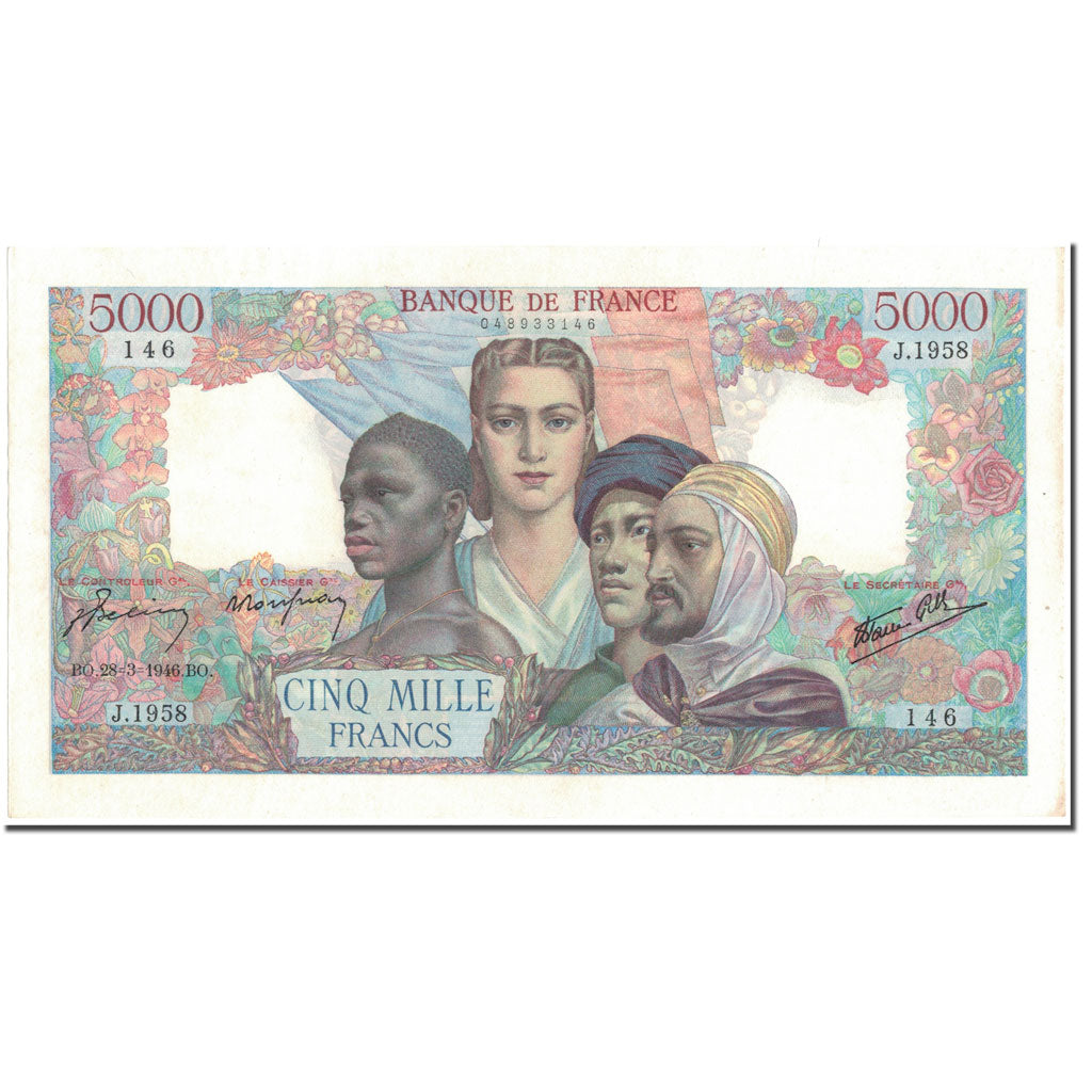 Francia, 5000 Francs, 5 000 F 1942-1947 ''Empire Français'', 1946-03-28, SC