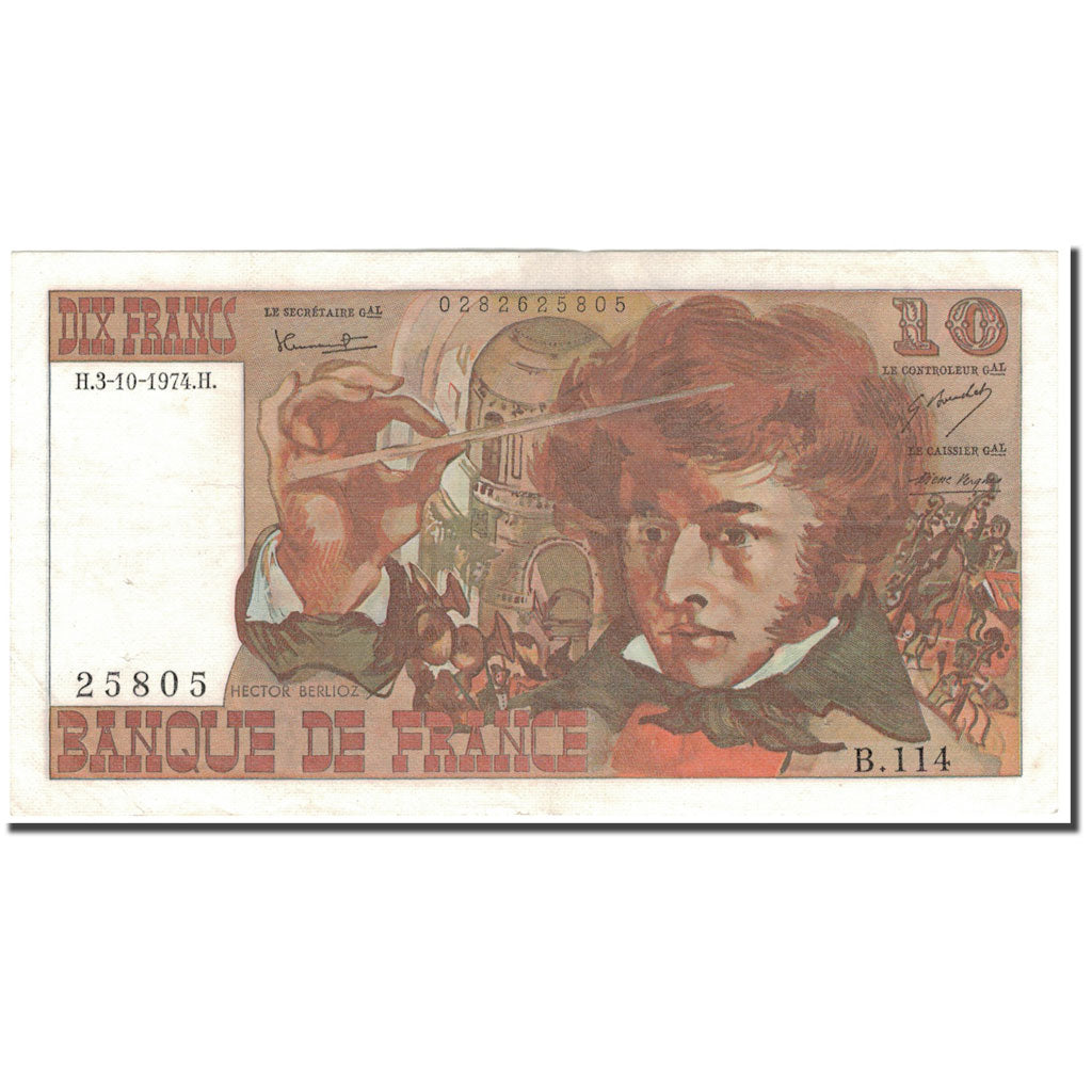 Frankrijk, 10 Francs, 10 F 1972-1978 ''Berlioz'', 1974-10-03, SPL